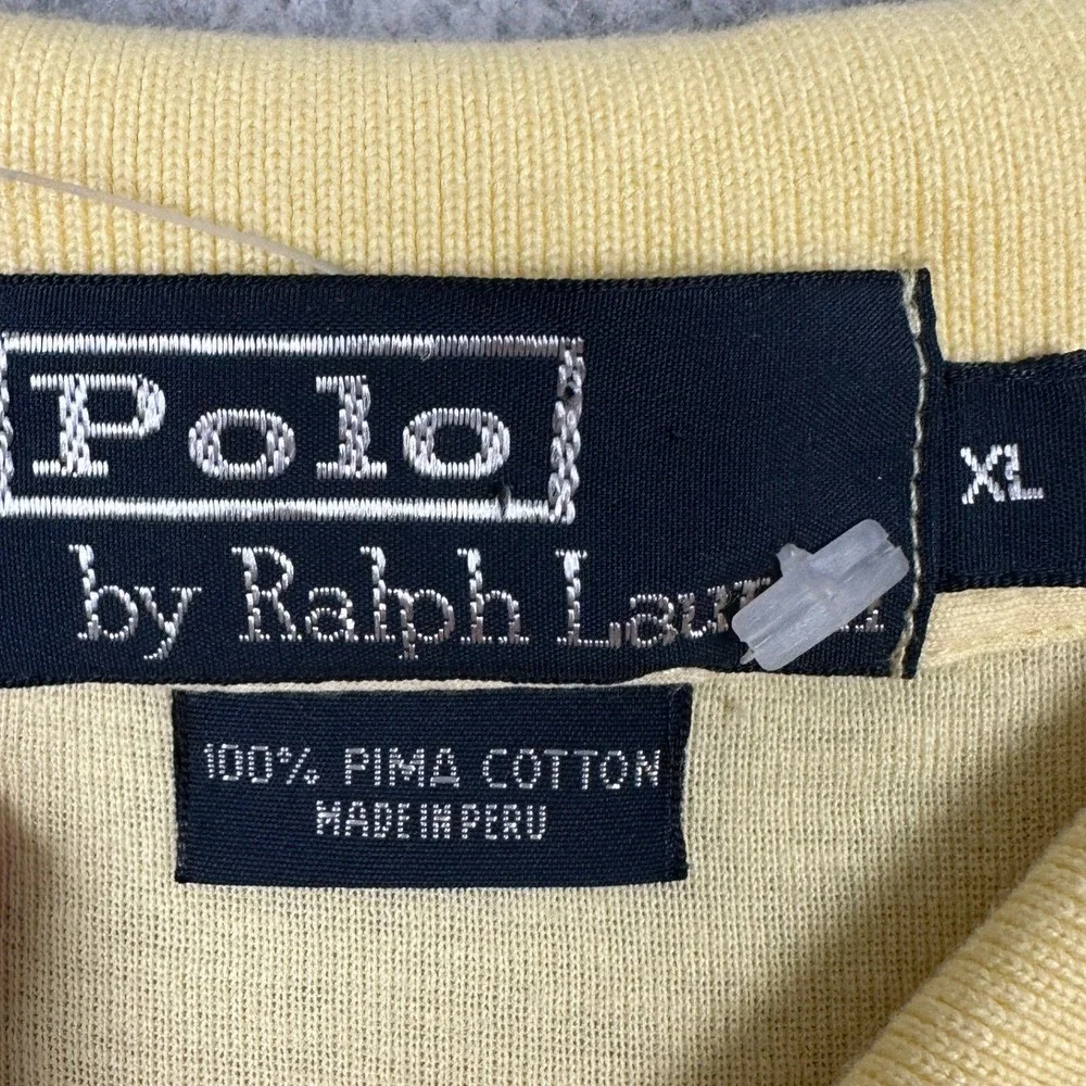 NEW Vintage Polo Ralph Lauren Polo Shirt Mens XL Yellow 100% Pima Cotton Rugby